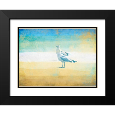 Birds On The Beach Black Modern Wood Framed Art Print with Double Matting by Grey, Jace