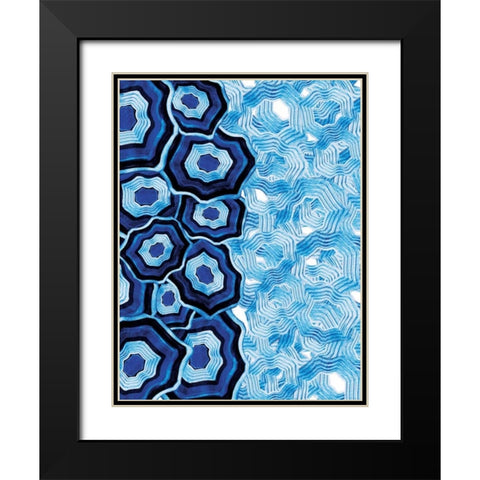 Half Of Blue White Agates Black Modern Wood Framed Art Print with Double Matting by Grey, Jace