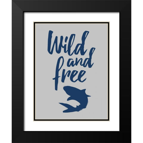 Wild Shark Black Modern Wood Framed Art Print with Double Matting by Grey, Jace