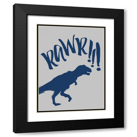 RAWR Black Modern Wood Framed Art Print with Double Matting by Grey, Jace