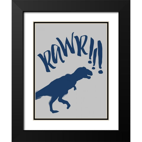 RAWR Black Modern Wood Framed Art Print with Double Matting by Grey, Jace