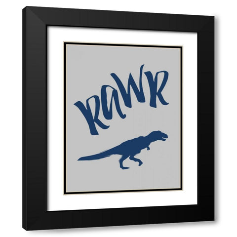 RAWR Full Black Modern Wood Framed Art Print with Double Matting by Grey, Jace