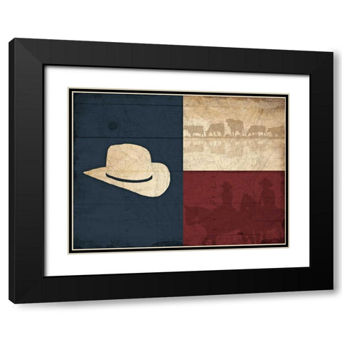 Texas Hat Black Modern Wood Framed Art Print with Double Matting by Grey, Jace