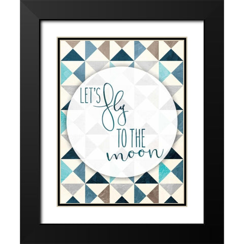 Fly To The Moon Black Modern Wood Framed Art Print with Double Matting by Grey, Jace