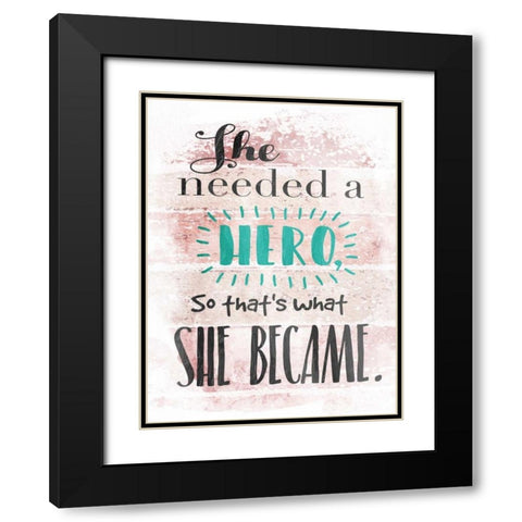 She Hero Black Modern Wood Framed Art Print with Double Matting by Grey, Jace