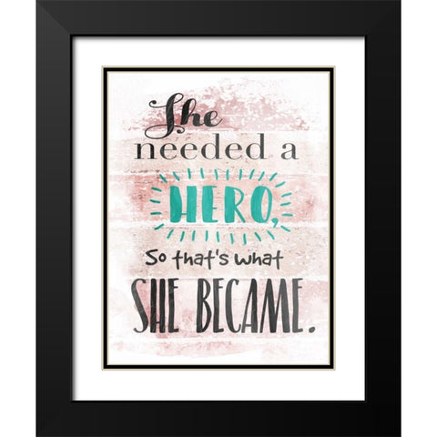 She Hero Black Modern Wood Framed Art Print with Double Matting by Grey, Jace