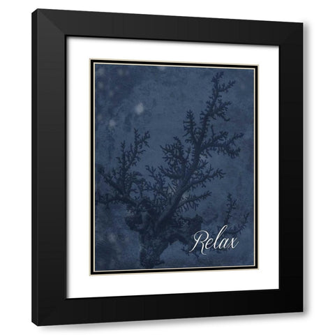 Blue Water Coral Relax Black Modern Wood Framed Art Print with Double Matting by Grey, Jace