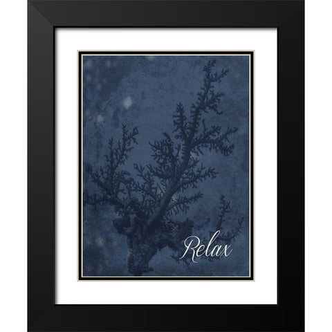 Blue Water Coral Relax Black Modern Wood Framed Art Print with Double Matting by Grey, Jace