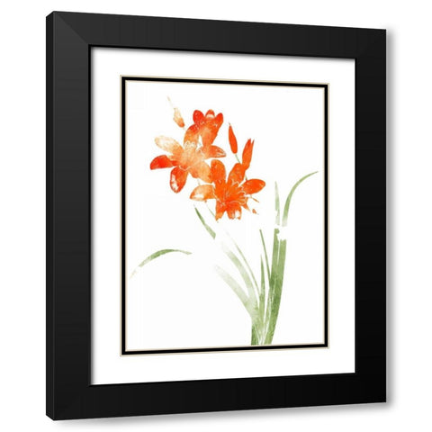 Watered Down Bright Orange Black Modern Wood Framed Art Print with Double Matting by Grey, Jace