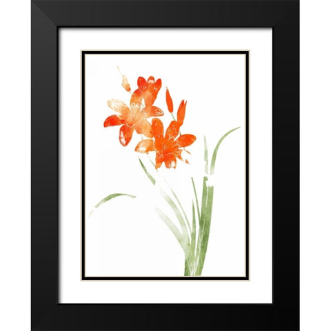 Watered Down Bright Orange Black Modern Wood Framed Art Print with Double Matting by Grey, Jace
