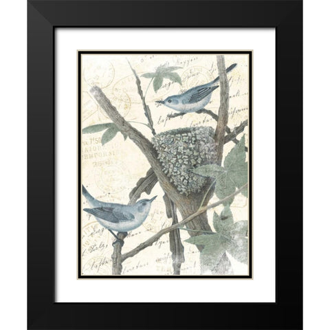 Bird Mail Black Modern Wood Framed Art Print with Double Matting by Grey, Jace