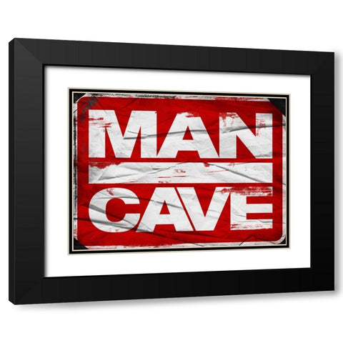 Man Cave Sign Black Modern Wood Framed Art Print with Double Matting by Grey, Jace