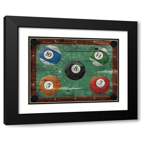 Pool Table Black Modern Wood Framed Art Print with Double Matting by Grey, Jace