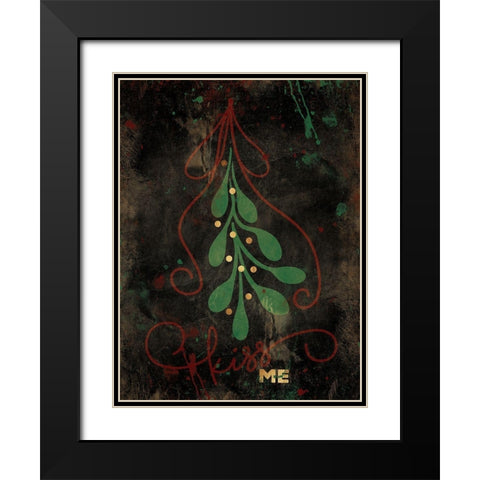 Christmas Kiss Black Modern Wood Framed Art Print with Double Matting by Grey, Jace