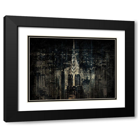 The Golden Skyline Black Modern Wood Framed Art Print with Double Matting by Grey, Jace