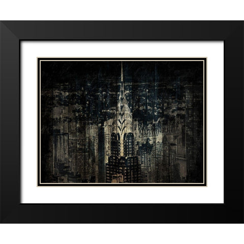 The Golden Skyline Black Modern Wood Framed Art Print with Double Matting by Grey, Jace