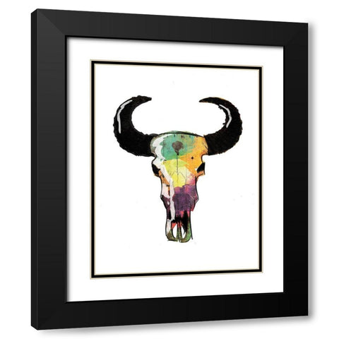Watercolor Skull Black Modern Wood Framed Art Print with Double Matting by Grey, Jace