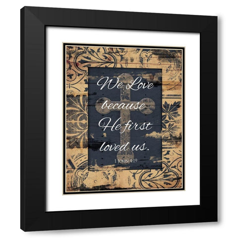 Loved Us Black Modern Wood Framed Art Print with Double Matting by Grey, Jace
