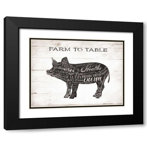 Pig Words Black Modern Wood Framed Art Print with Double Matting by Grey, Jace