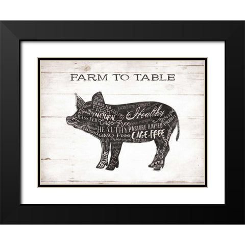 Pig Words Black Modern Wood Framed Art Print with Double Matting by Grey, Jace