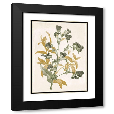 Green and Gold Flowers 1 Black Modern Wood Framed Art Print with Double Matting by Grey, Jace