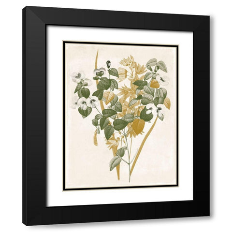 Green and Gold Flowers 4 Black Modern Wood Framed Art Print with Double Matting by Grey, Jace