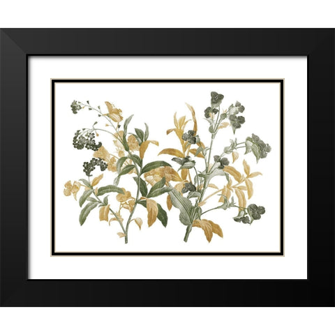 Floral Bushel Green Golds Black Modern Wood Framed Art Print with Double Matting by Grey, Jace