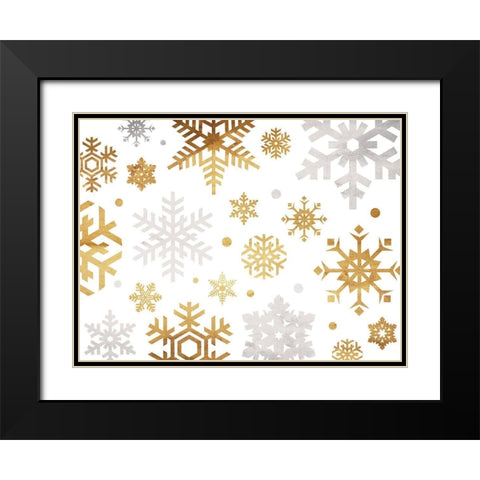 Gold Silver Flakes Black Modern Wood Framed Art Print with Double Matting by Grey, Jace