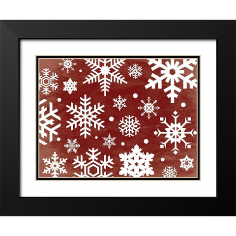 Red Flakes Black Modern Wood Framed Art Print with Double Matting by Grey, Jace