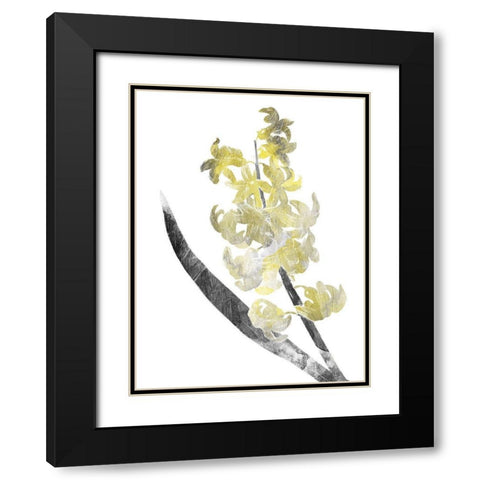Single Flower Grey Yellow Black Modern Wood Framed Art Print with Double Matting by Grey, Jace