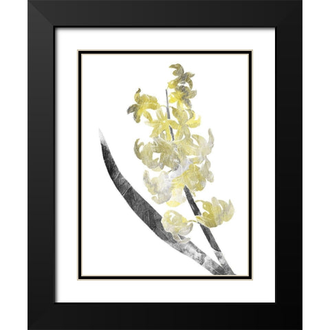 Single Flower Grey Yellow Black Modern Wood Framed Art Print with Double Matting by Grey, Jace