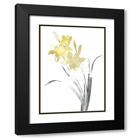 Single Flower Grey Yellow Mate Black Modern Wood Framed Art Print with Double Matting by Grey, Jace