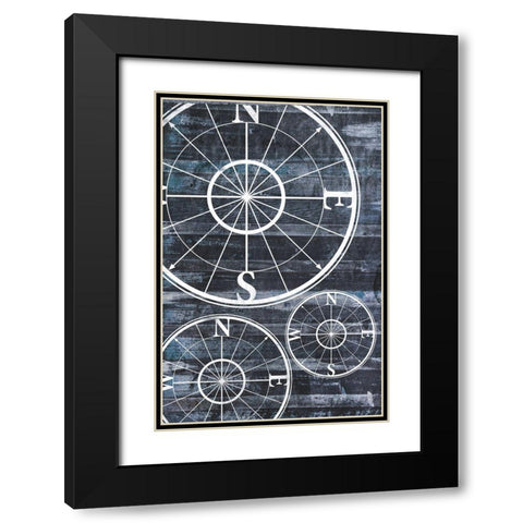 Wooden Compass Black Modern Wood Framed Art Print with Double Matting by Grey, Jace
