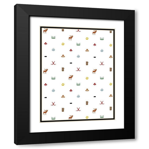 Canada Pattern Colored Black Modern Wood Framed Art Print with Double Matting by Grey, Jace