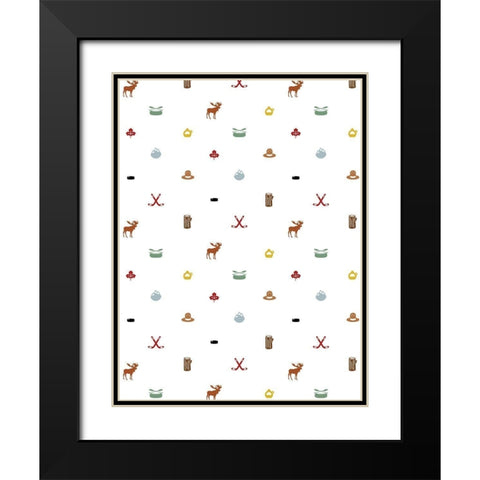 Canada Pattern Colored Black Modern Wood Framed Art Print with Double Matting by Grey, Jace