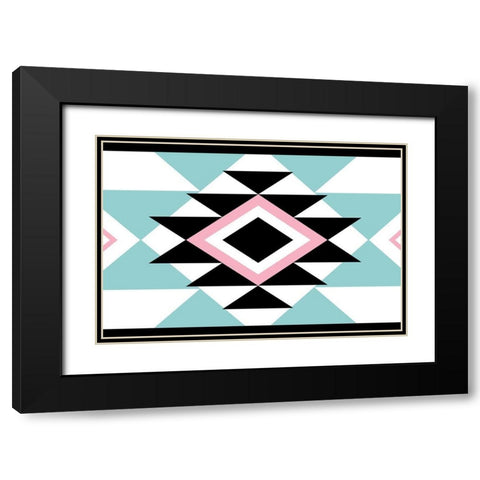 Aztec Teal Pink Black Modern Wood Framed Art Print with Double Matting by Grey, Jace