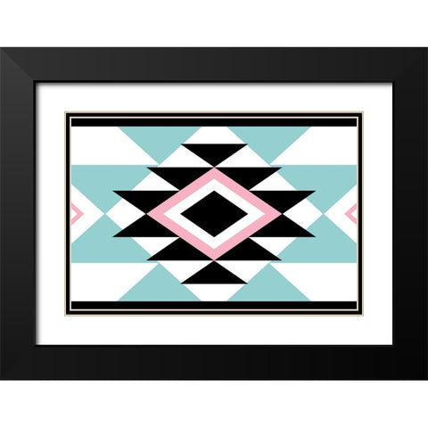 Aztec Teal Pink Black Modern Wood Framed Art Print with Double Matting by Grey, Jace