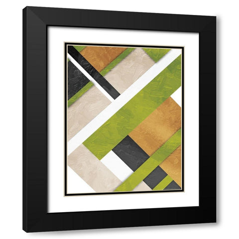 Green Layers Black Modern Wood Framed Art Print with Double Matting by Grey, Jace