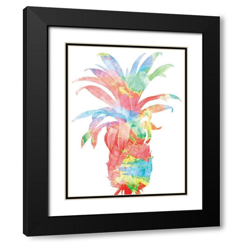 Pineapple Colorsplosion Black Modern Wood Framed Art Print with Double Matting by Grey, Jace