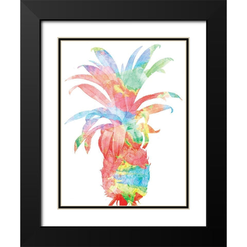 Pineapple Colorsplosion Black Modern Wood Framed Art Print with Double Matting by Grey, Jace