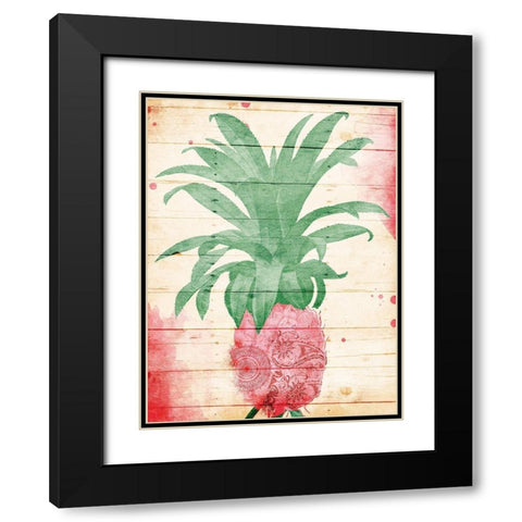 Pineapple Pink Henna Black Modern Wood Framed Art Print with Double Matting by Grey, Jace