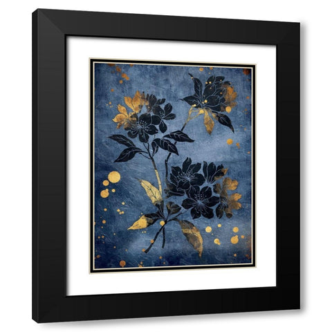 Gold Hint Floral Black Modern Wood Framed Art Print with Double Matting by Grey, Jace