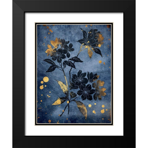 Gold Hint Floral Black Modern Wood Framed Art Print with Double Matting by Grey, Jace
