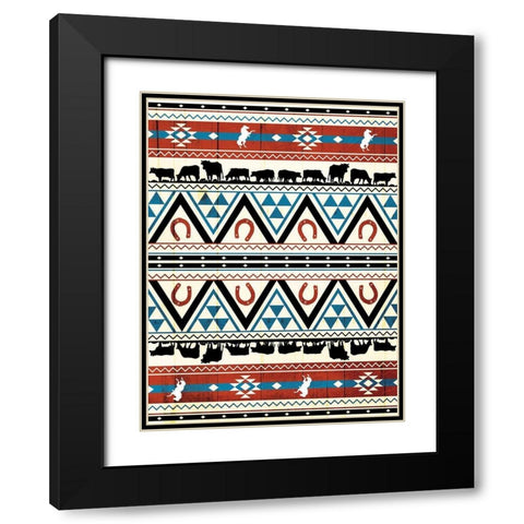 Western Aztec Pattern Black Modern Wood Framed Art Print with Double Matting by Grey, Jace