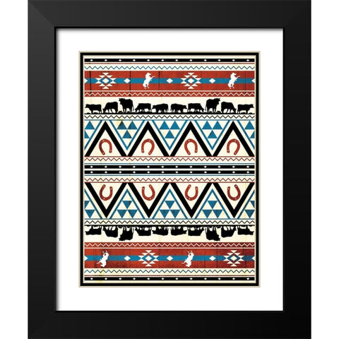 Western Aztec Pattern Black Modern Wood Framed Art Print with Double Matting by Grey, Jace