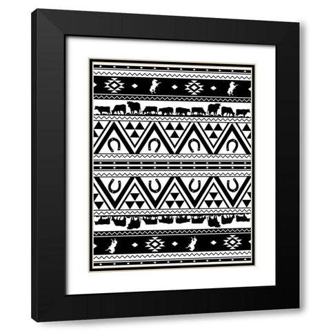 Western Aztec Black Modern Wood Framed Art Print with Double Matting by Grey, Jace