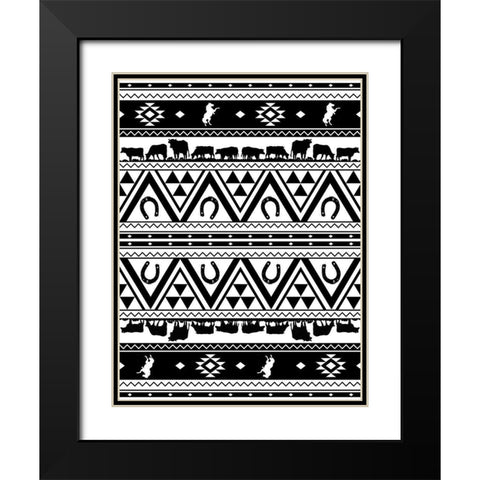 Western Aztec Black Modern Wood Framed Art Print with Double Matting by Grey, Jace