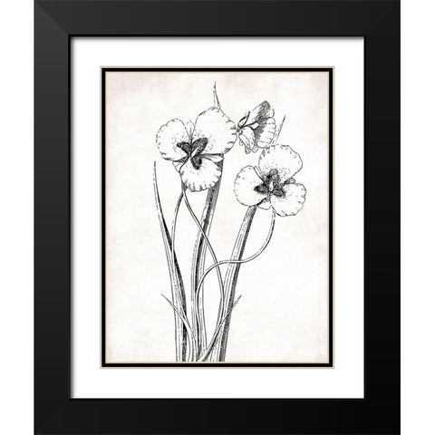 Cream Black Florals Mate Black Modern Wood Framed Art Print with Double Matting by Grey, Jace