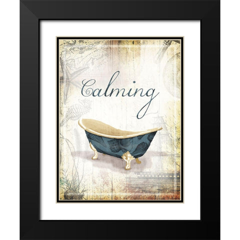 Calming Sea Bath Black Modern Wood Framed Art Print with Double Matting by Grey, Jace