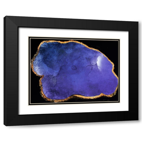 Blue Purple Agate Marble Black Modern Wood Framed Art Print with Double Matting by Grey, Jace